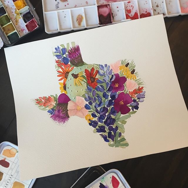 I finished it! Yay! Digital version coming soon! #lschottartistry #lschottartistry2020goals #watercolor #texaswatercolor #texaswildflowers #texaswildflowerwatercolor