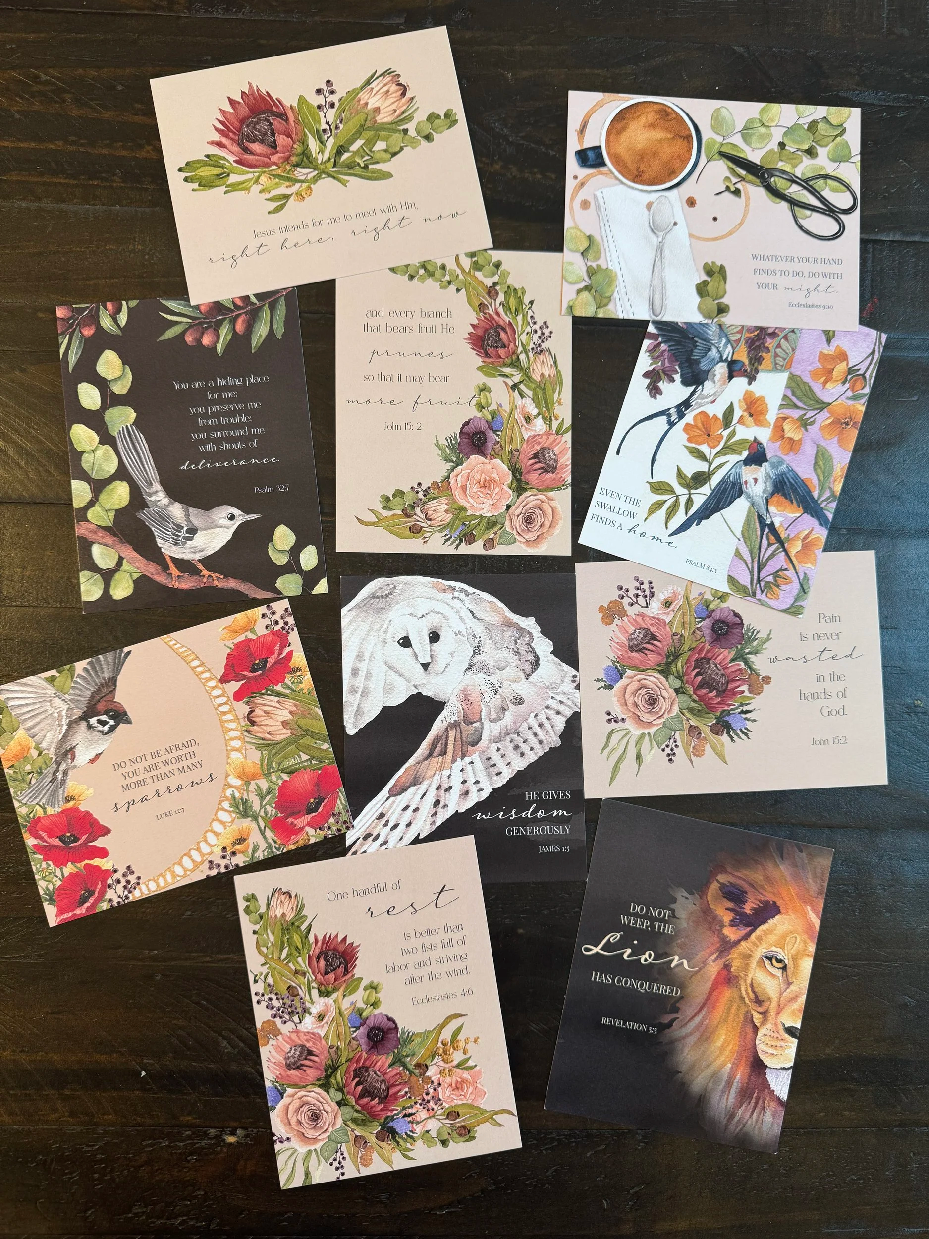 Scripture Art Postcard Set  I 10 Original Watercolor Designs