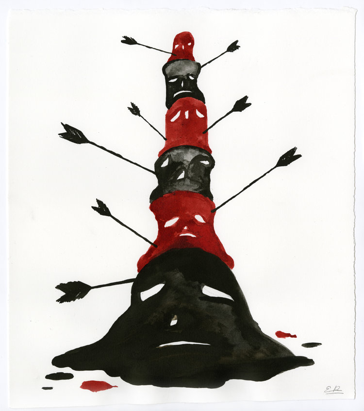  Edel Rodriguez  Black and Red Series  Drawing : Oil on paper  Available in 14 x 11’  Signed 