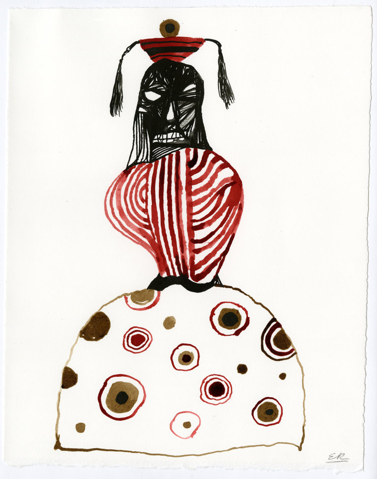  Edel Rodriguez  Black and Red Series  Drawing : Oil on paper  Available in 14 x 11’  Signed 