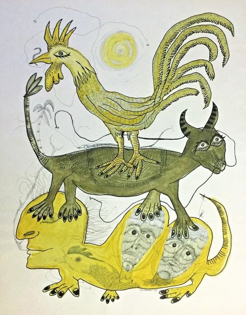  Jose De Jesus Garcia Montebravo  Green and Yellow Series  Gouache on paper, 20 x 30”  Signed 