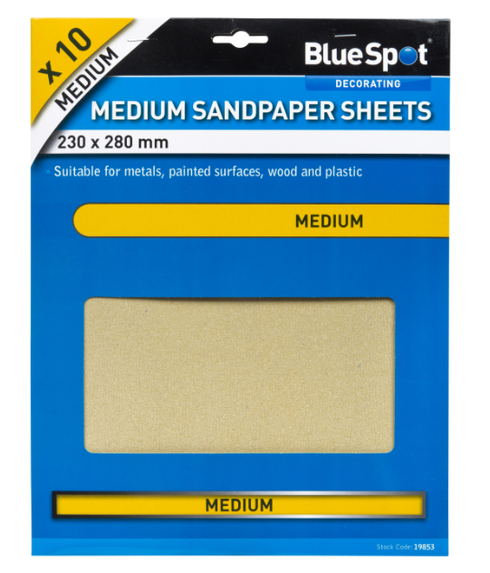 Bluespot Medium Sandpaper Sheets - 19853 - ( 10 Pack )