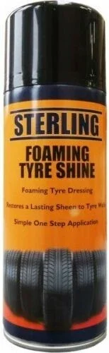 Sterling Foaming Tyre Shine Dressing Cleaner Aerosol Spray Valet Wash Gloss Finish