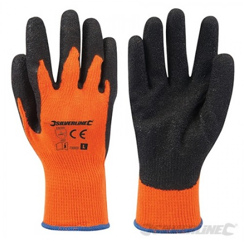 Silverline Hi-Vis Builders Gloves Orange - Size L (10) - 736809
