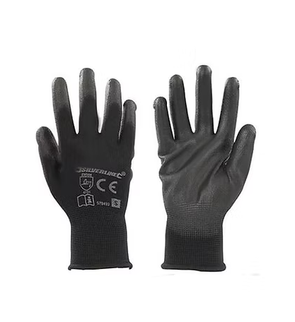 Silverline Black Palm Gloves - S(8) - 578493