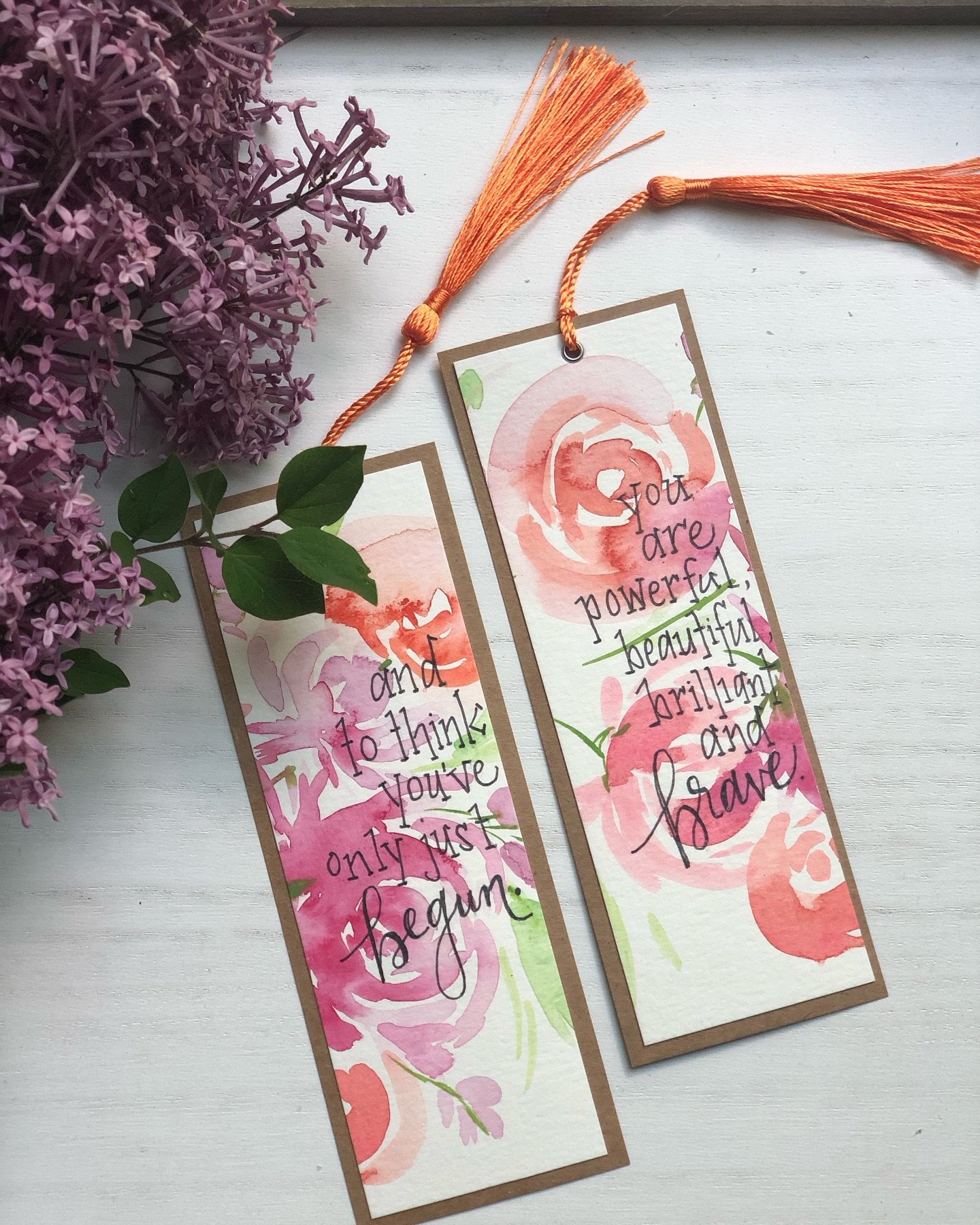 Slowly reentering the real world post vacation. Diving back in with a big admin week and also some creativity. 
New Hampshire is in full bloom for our return and I&rsquo;m living for these lilacs. Love how they compliment these hand painted bookmarks