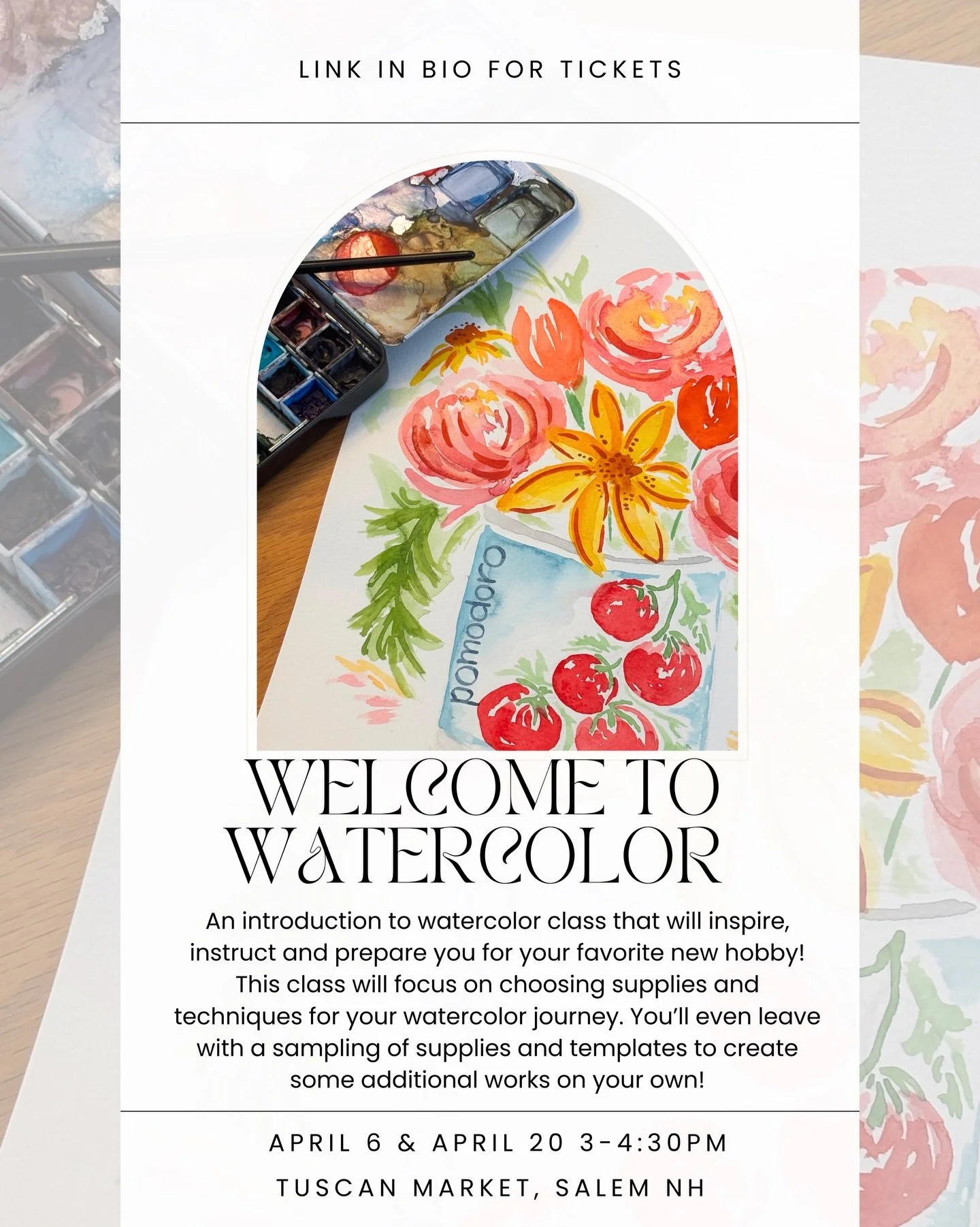 We loved having you this winter for our Artist Series at Tuscan Market so, while we build out our store on Via Toscana (have you heard about @festastudionh ?) we are coming back for some additional classes to kick off your springtime hobby. 
Classes 