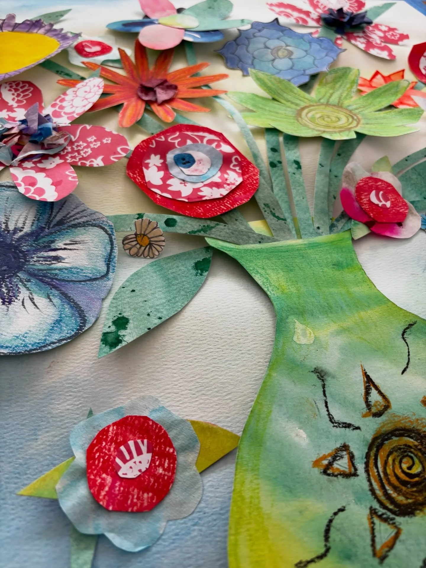 Every year I am grateful and honored to work with the residents and staff @websterhousenh to assemble original art pieces using their creations. This year, in addition to other projects, we worked together to create mixed media flowers and fish for t