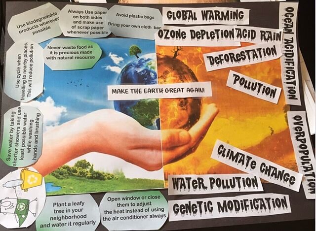 Our students have been studying environmental awareness in social studies class. Here are some samples of their final poster project. #remotelearning #socialstudies #matheiaschool #environmentalawareness