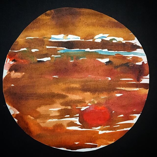 Jupiter watercolor art, completed during our remote learning science unit on Space. Our older students studied Jupiter and its moons. #matheiaschool #watercolorpainting #kidsartwork #scienceart #remotelearning #smallschool #ballard #seattle