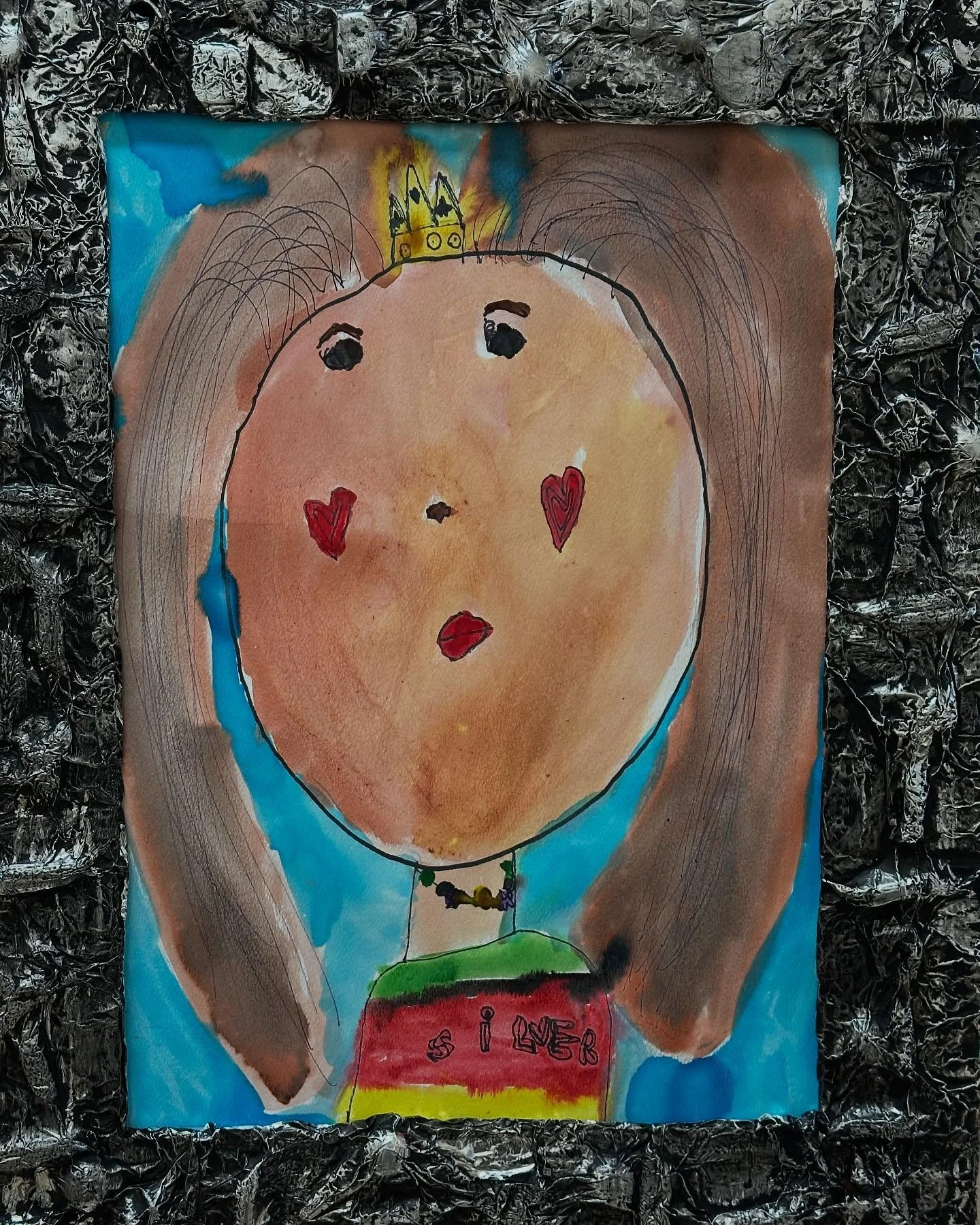 Kindergarten self portraits. #kindergarten #selfportraits #matheiaschool #k #arteveryday #watercolor #foilframe