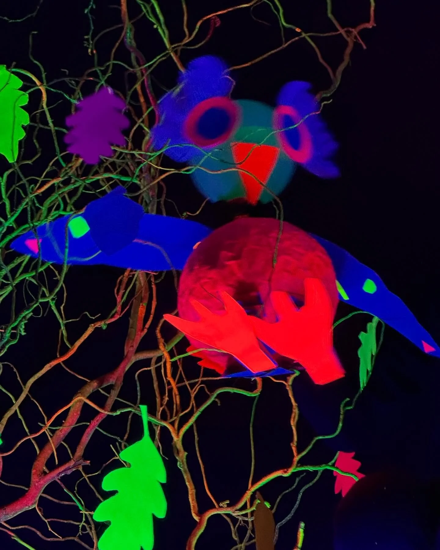 These black light puppets were created by our Blizzard group. Our kindergarten and first grade students performed on stage Friday night during our GLOW fundraising event. #matheiaschool #glow #blacklightshow #fluorescent #puppets #blacklightpuppets