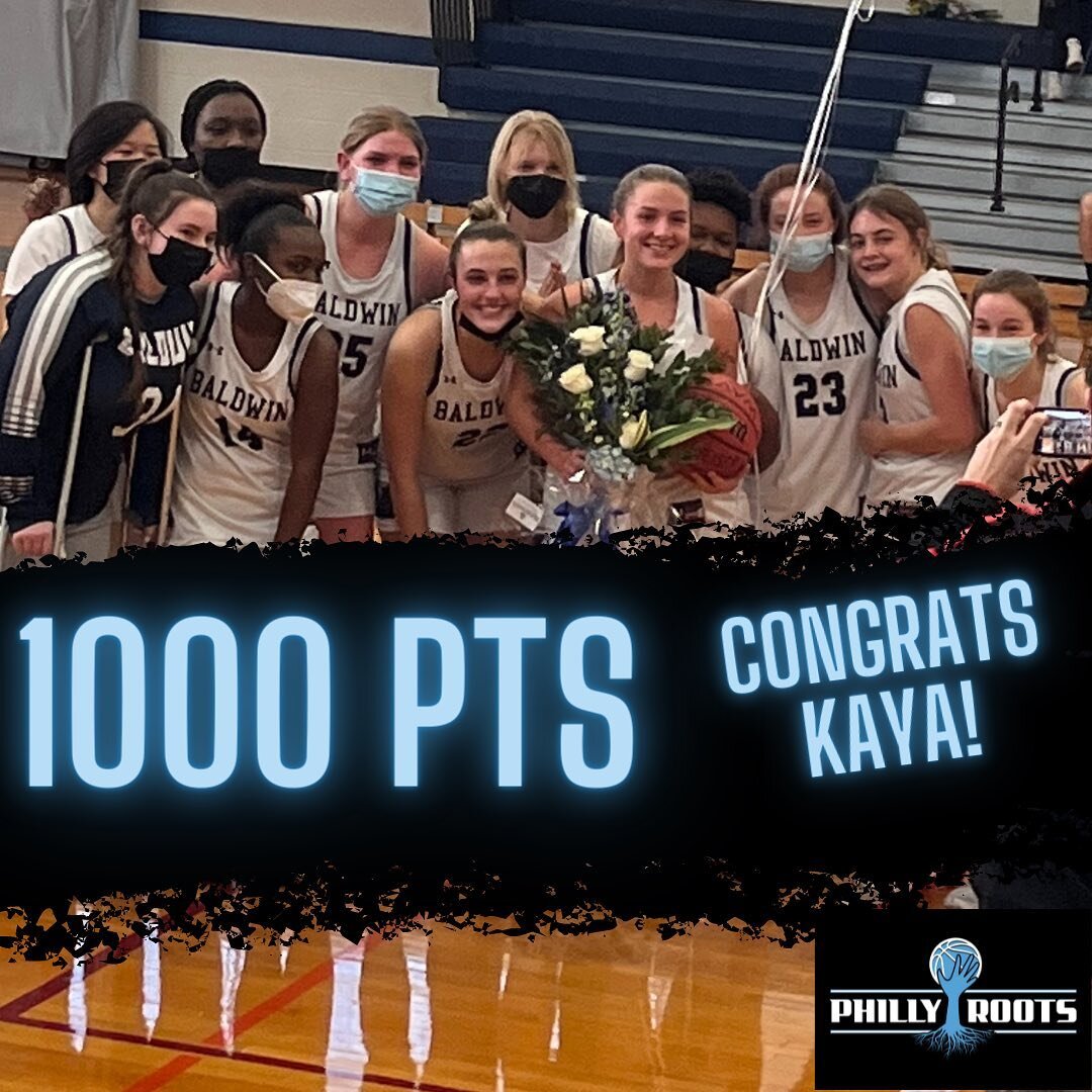 SHOUTING a huge CONGRATULATIONS to Baldwin/Philly Roots Senior Kaya Weiser for scoring her 1,000th point on Senior Night. Kaya will be playing basketball at MIT next year! We are super proud of you Kaya&hellip;keep being amazing! 😎💪🏀💙🖤🎉 #putdow
