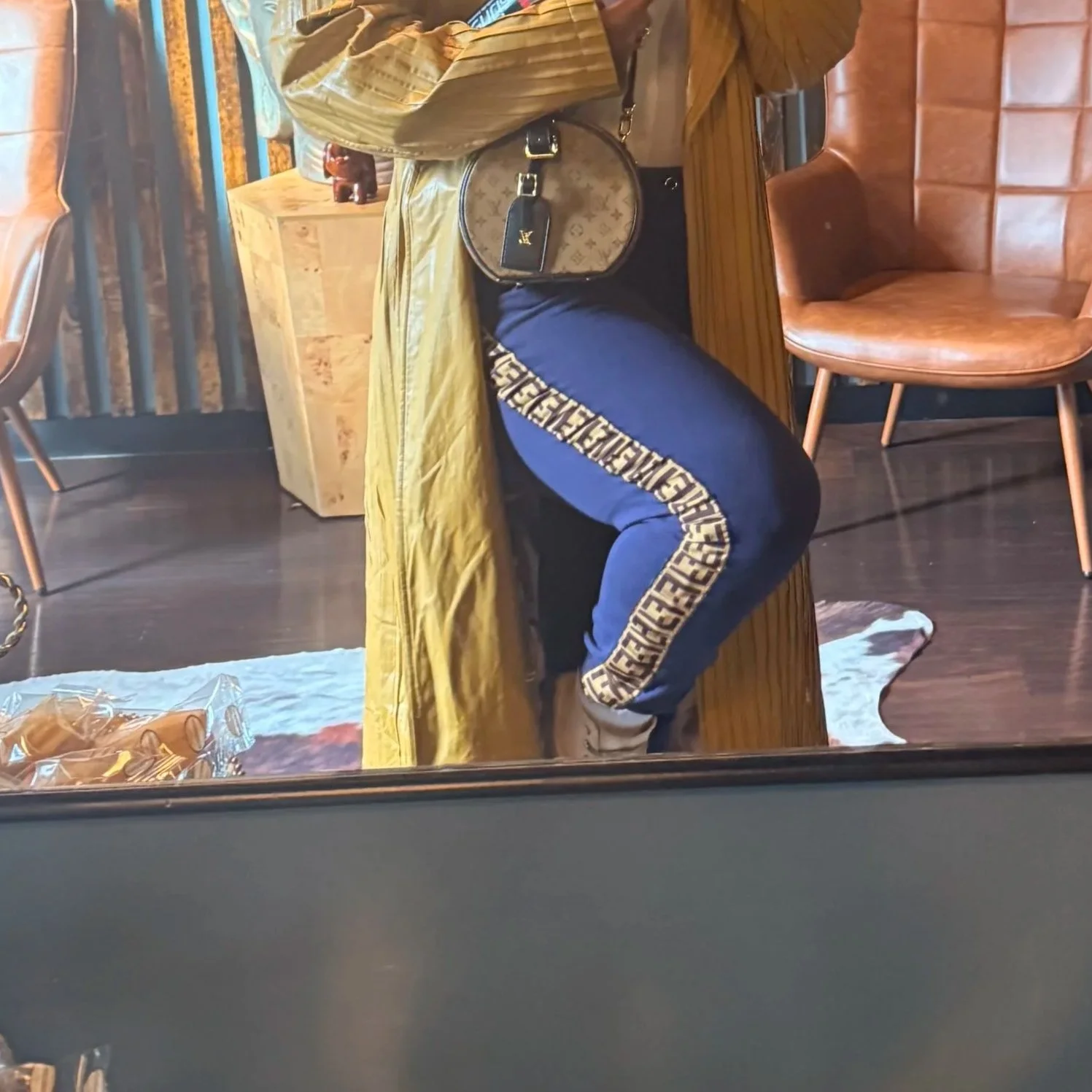 Fendi Navy Blue Jersey FF Logo Jogger