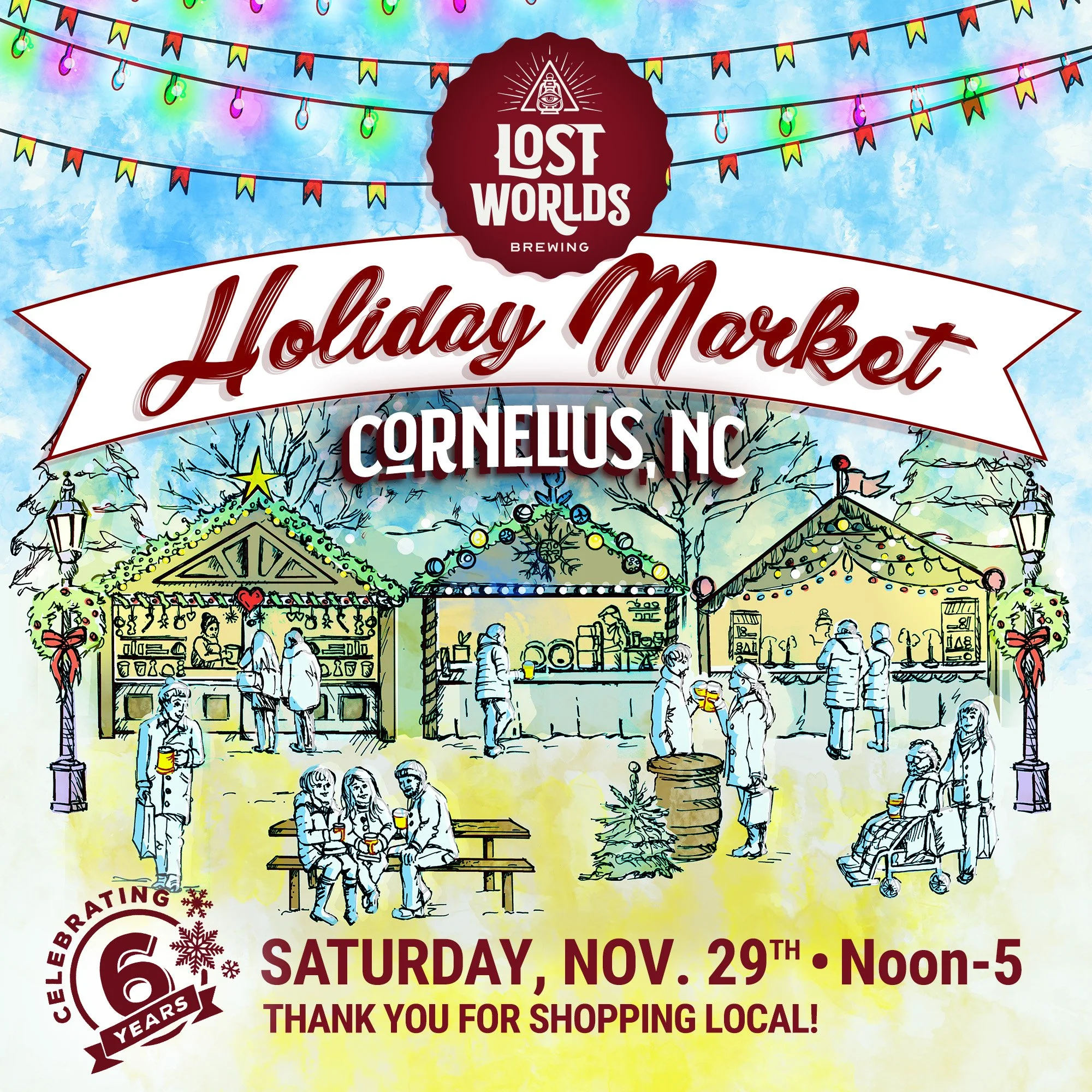 6th Annual Holiday Market at Lost Worlds Brewing, Cornelius:  Lake Norman's Must-See Holiday Event!