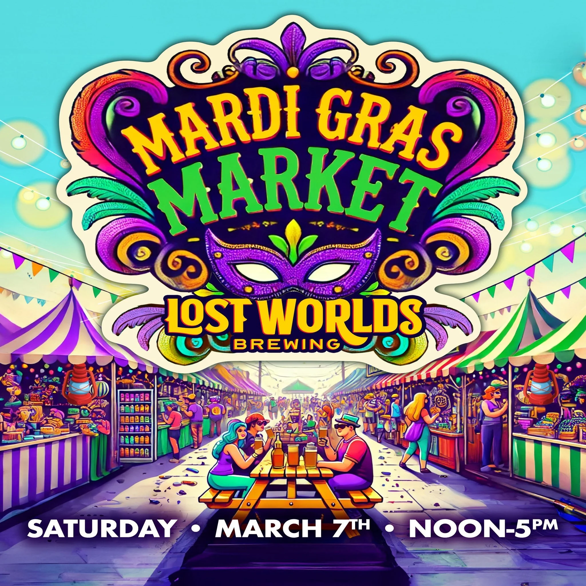 🎭 Mardi Gras Market Returns to Lost Worlds Brewing – Cornelius