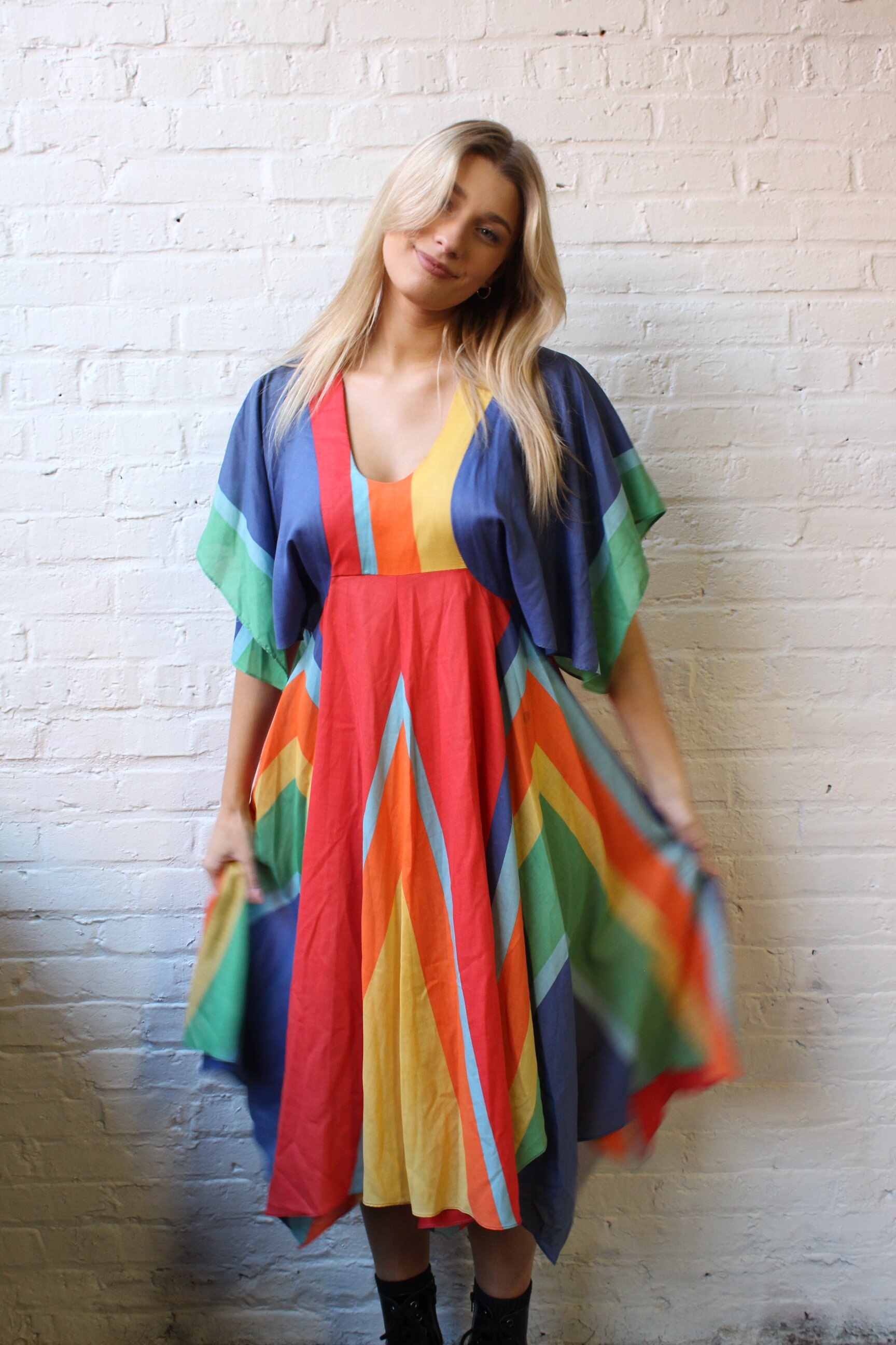 Handmade 1970's Rainbow Dress 