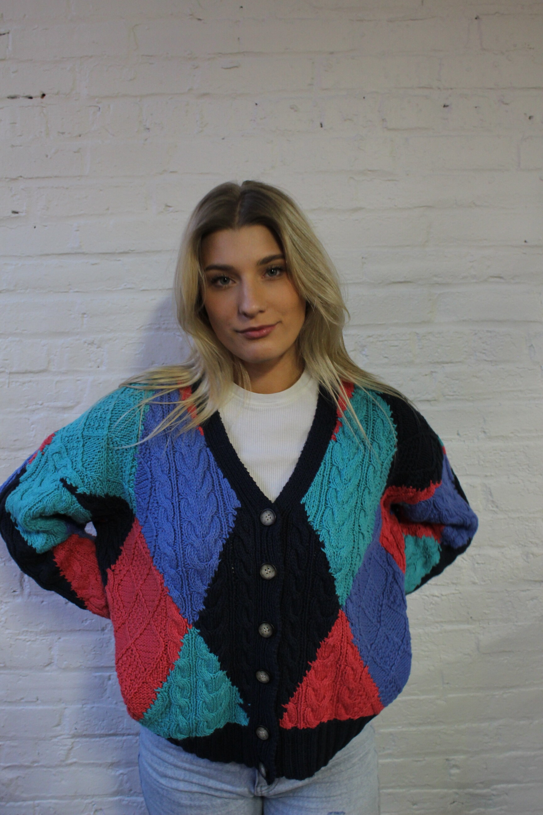 1980's Hand Knit Ivy Cardigan Sweater 