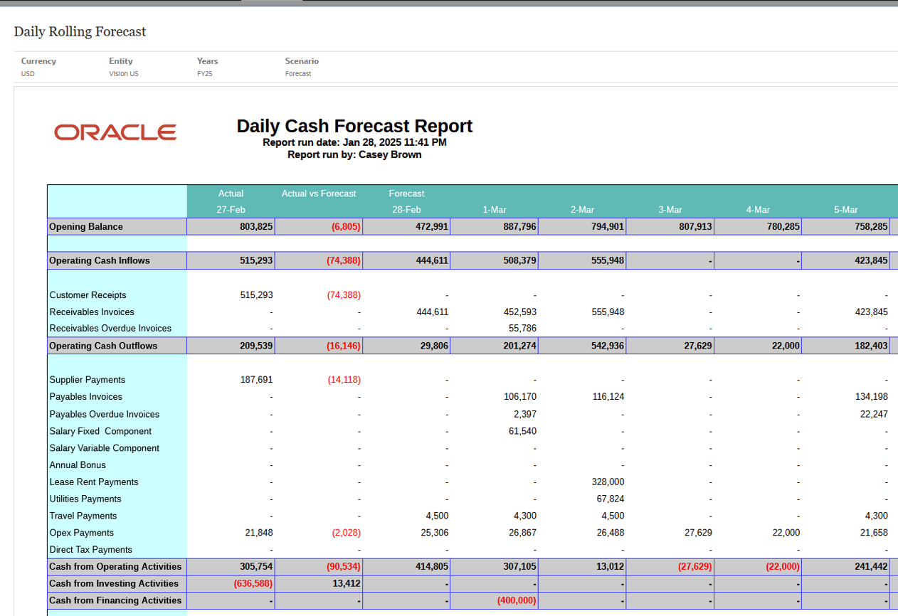 Part 6: Daily and Weekly Cash Forecasting using Oracle Cloud EPM ...