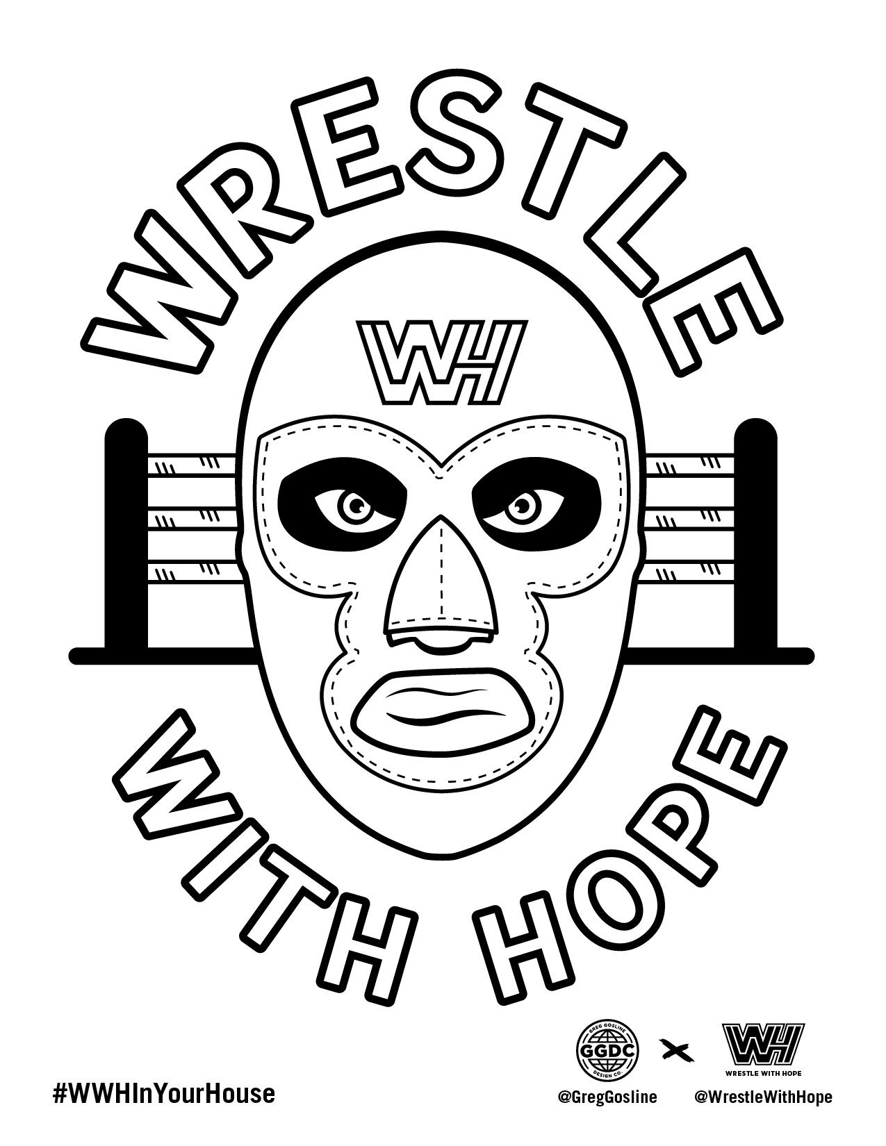 WWH Luchador Coloring Sheet Collaboration with artist @GregGosline!