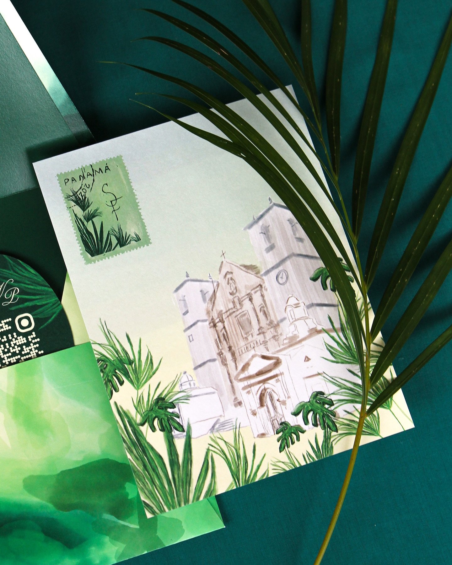 Rainy season in Panam&aacute; &mdash; stationery &amp; branding for a moody and artsy wedding inspired in the deep greens of our rainforest💚🌴🦎🦜🍈🪲🦚

We are MADLY in love with how this wedding invite for Sofi &amp; Fer came out &mdash; the print