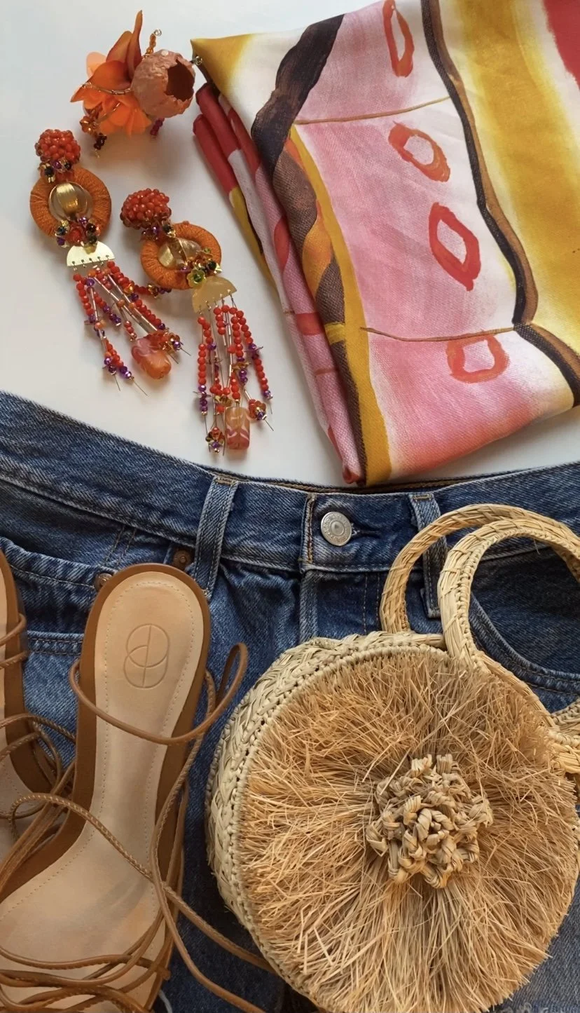 Top - “Alas para Volar” scarfEarrings - “Sabor a Mango” earrings