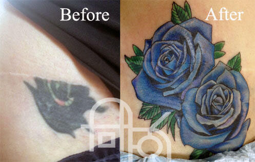 Blue Roses Coverup Tattoo