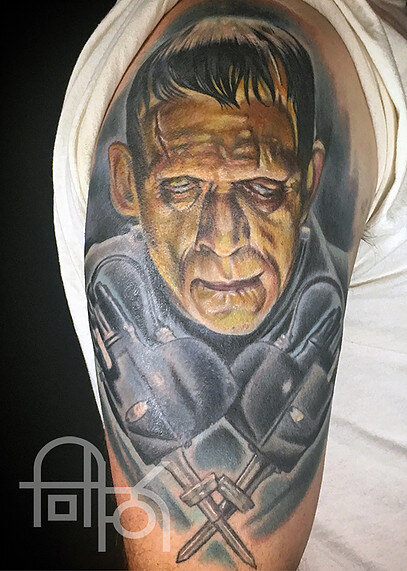 Frankenstein's Monster Illustrative Tattoo