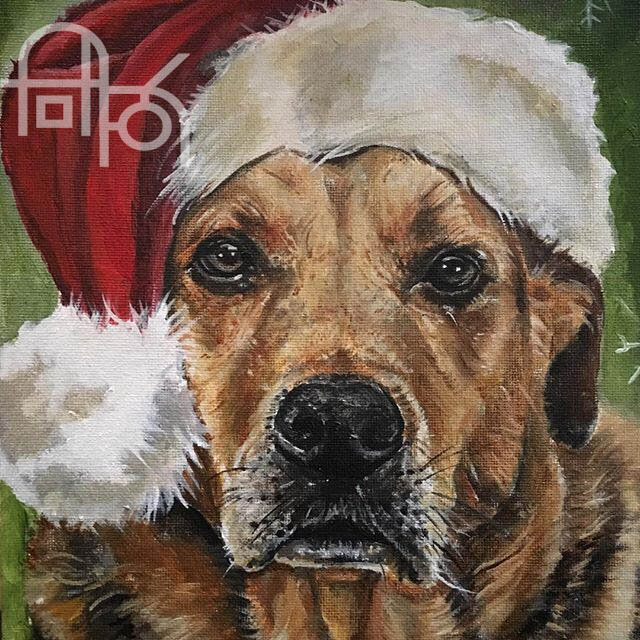 Christmas Dog Portrait Painting