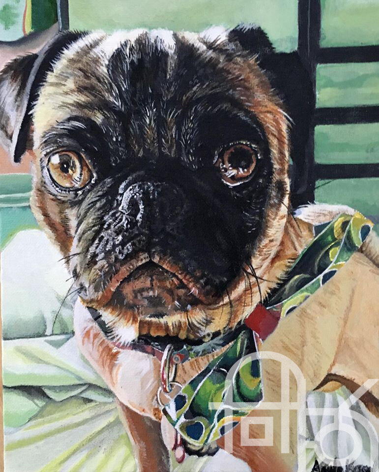 Diego the Pug Portrait Painting