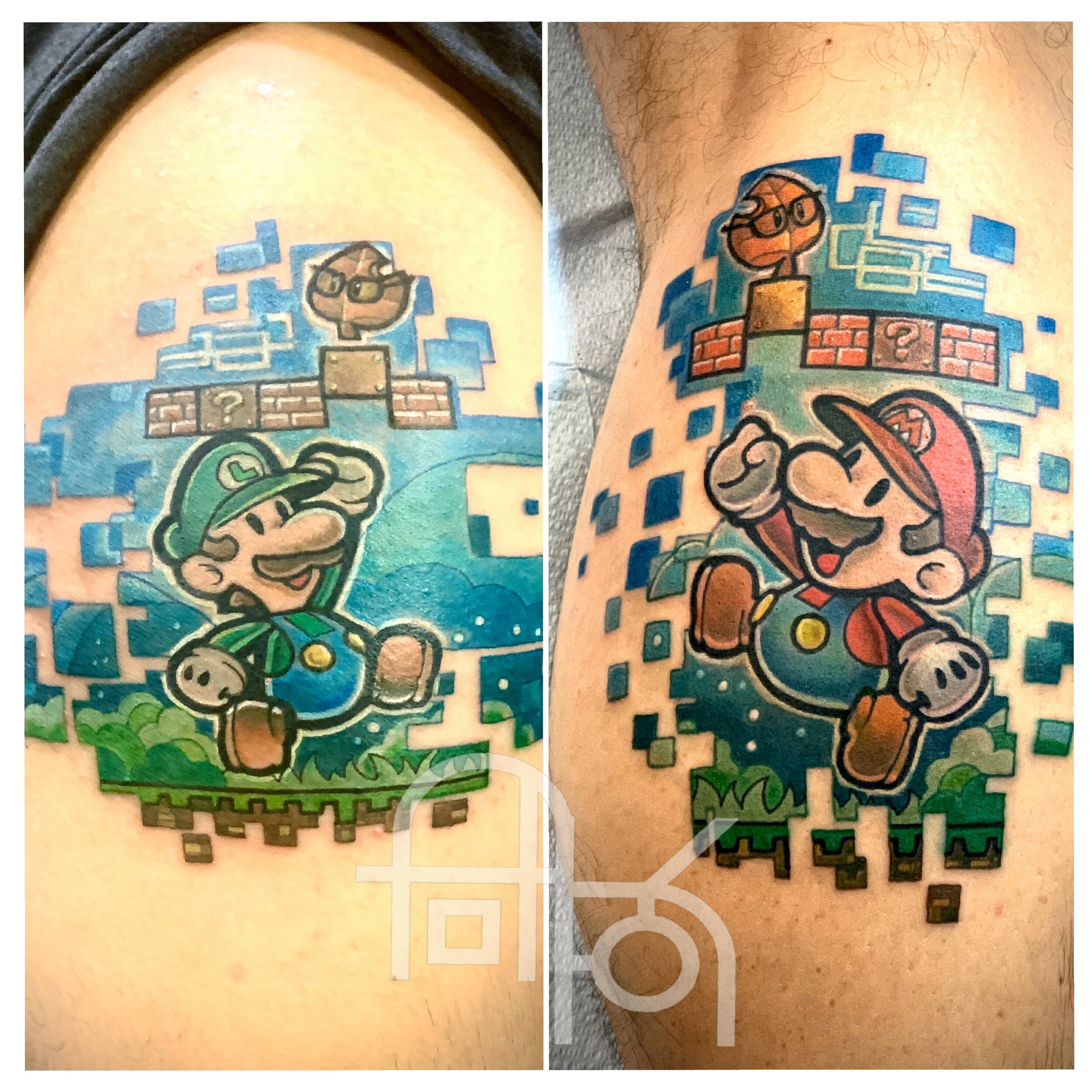 Mario and Luigi Sibling Tattoos