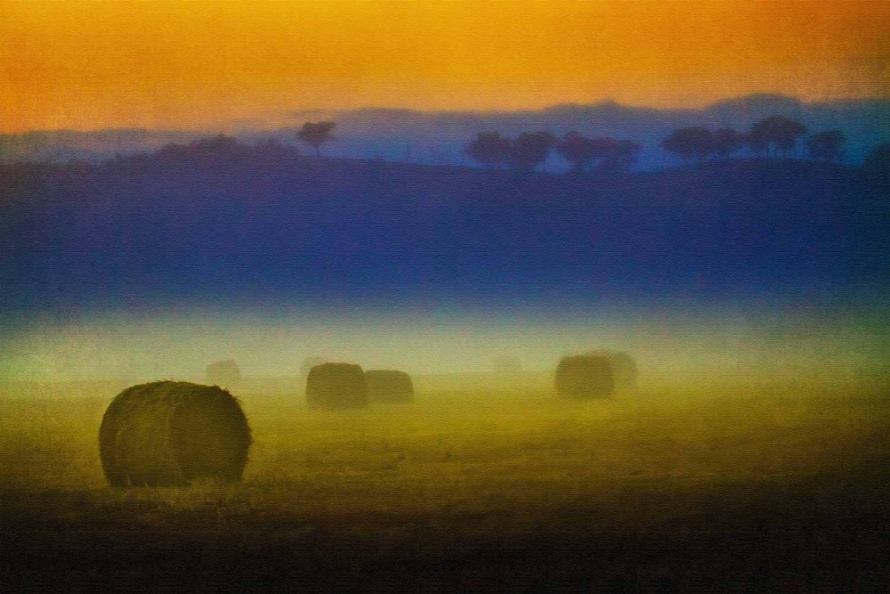 PRINT - Open: Highly Commended  - Gary Beresford,  Bales in the Mist
