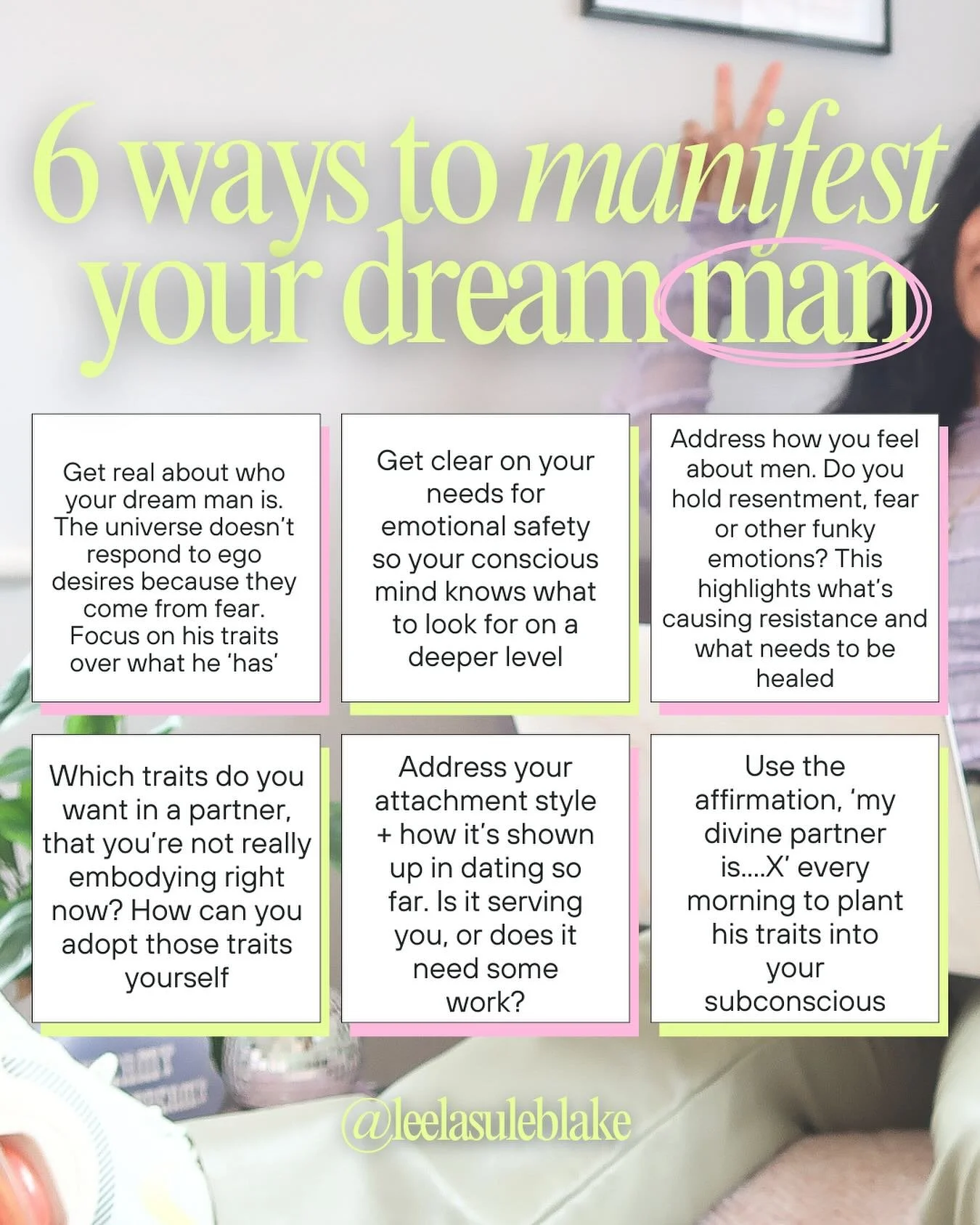 Manifesting isn’t just visualising him…
It’s becoming the version of you who attracts him into your life, because you’re embodying what you want to attract 
That means doing the real work - with your subconscious + your ner