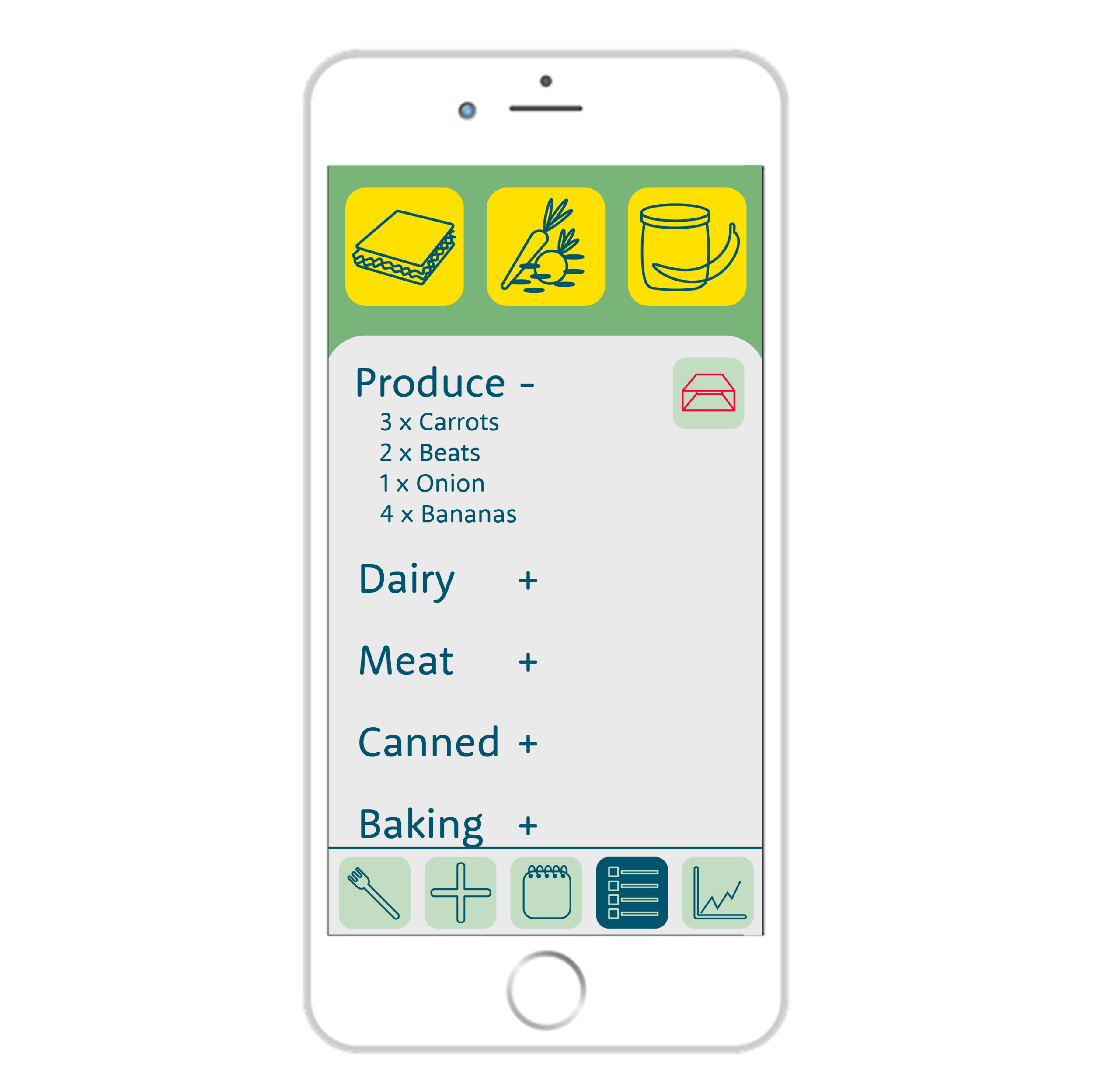 Which is categorized. You can also opt to have the groceries delivered.