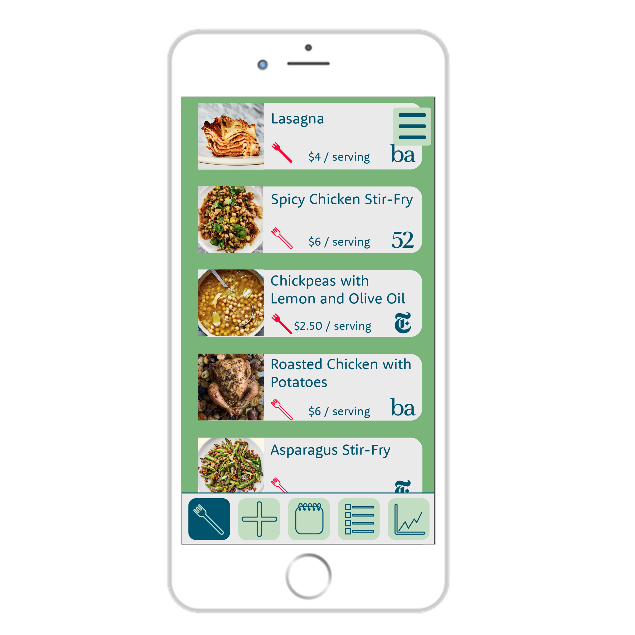 Browse recipes and click the fork to save recipe