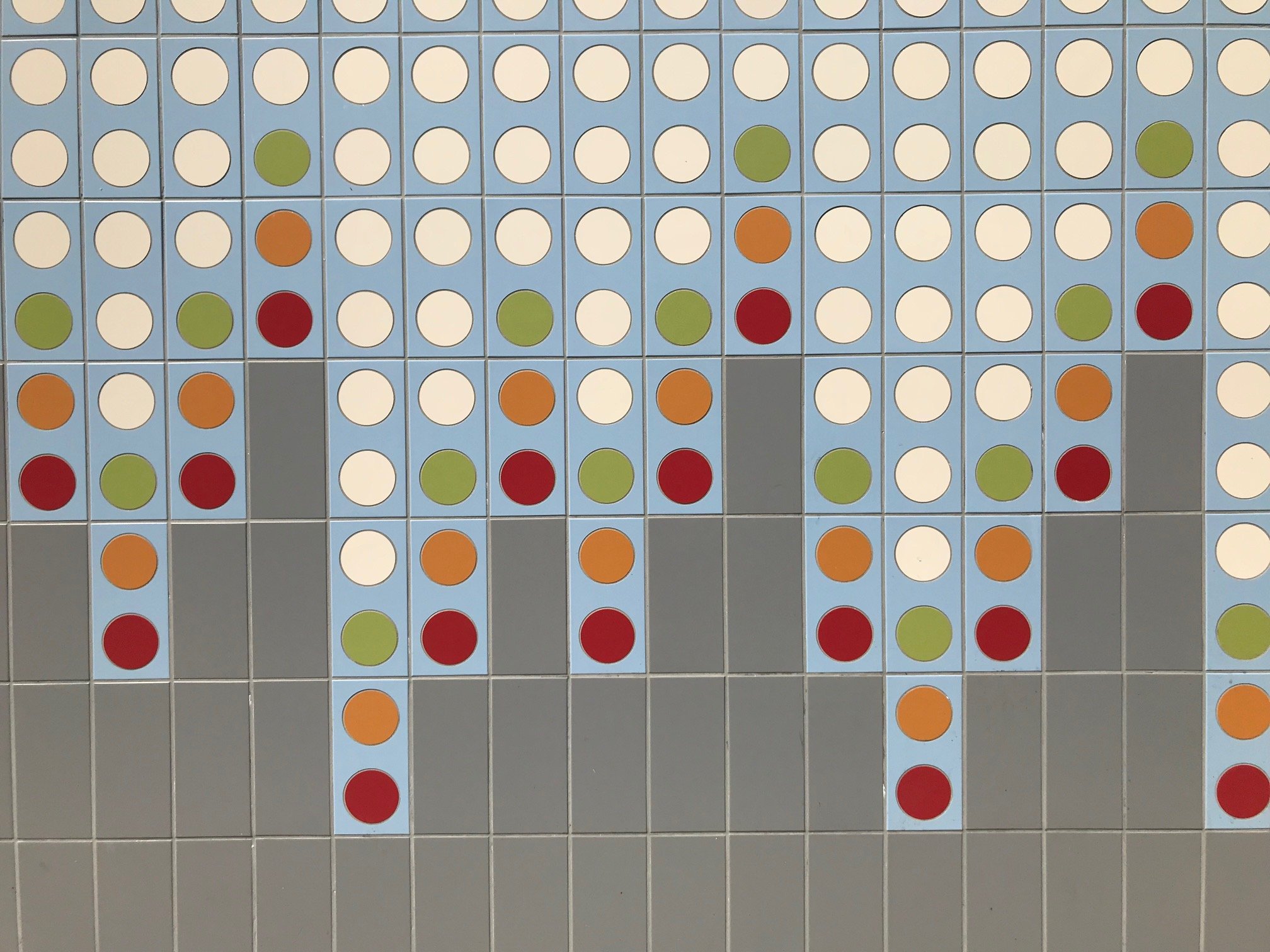 Detail : Water-jet cut glazed ceramic tiles