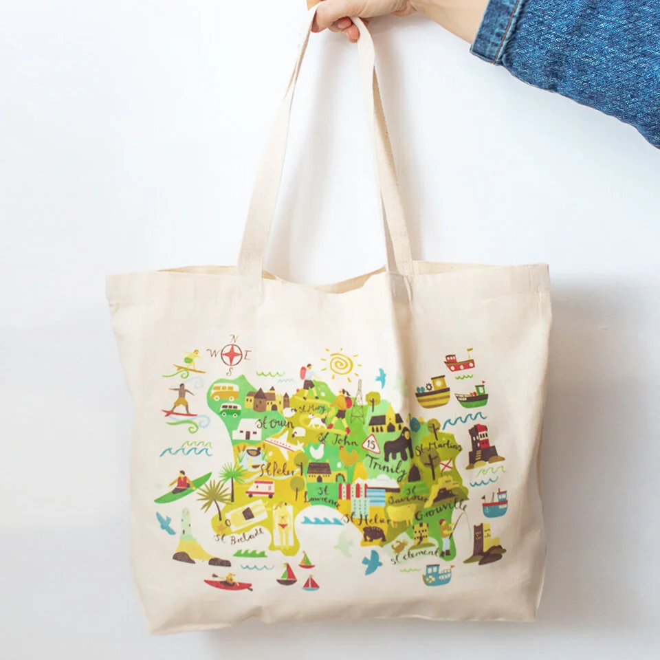 Jersey Map Large Canvas Shopper — Lauren Radley