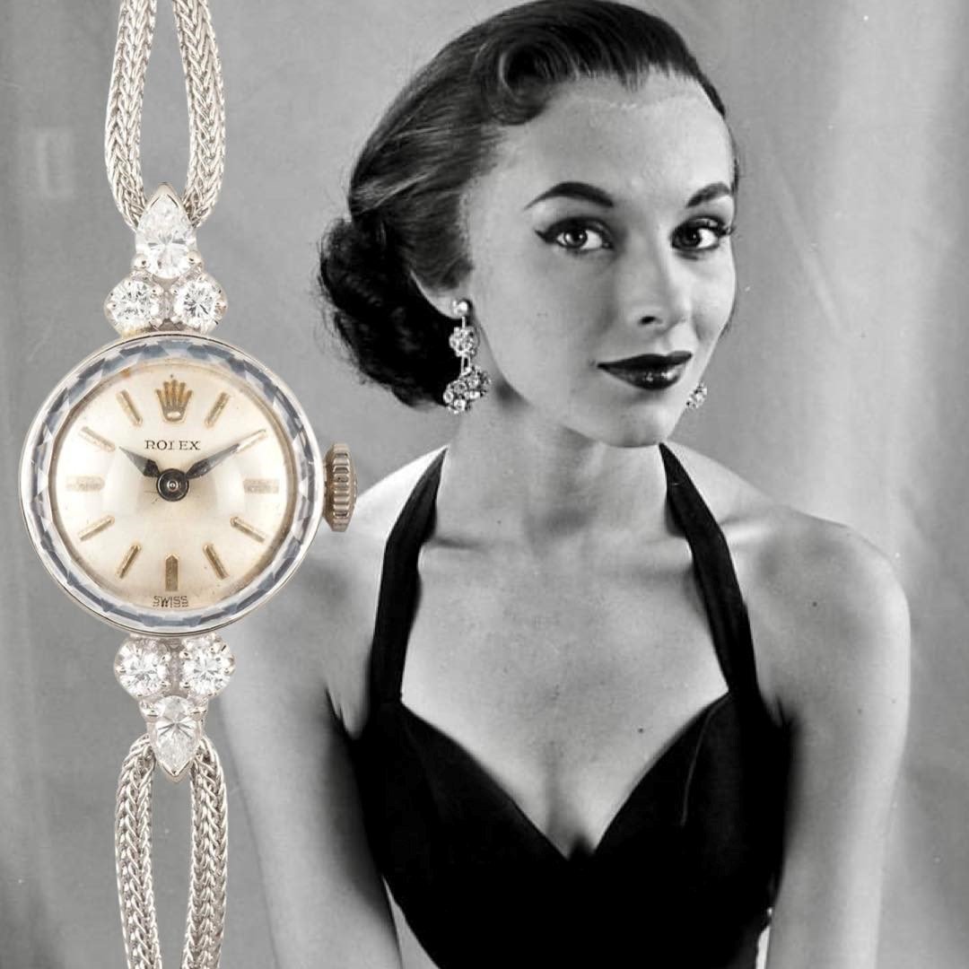 1950s Vintage Ladies Longines Diamond Wrist Watch with Matching Bracelet 17  Jeweled Swiss Movement  Timekeepersclayton