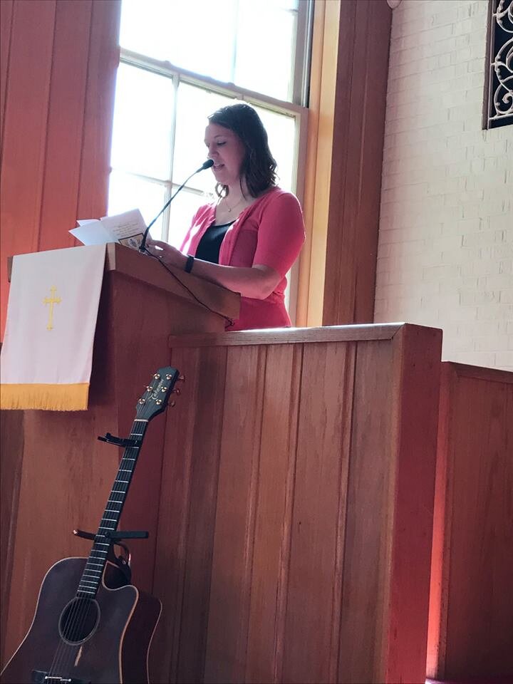  Becky Frazier preaching. 