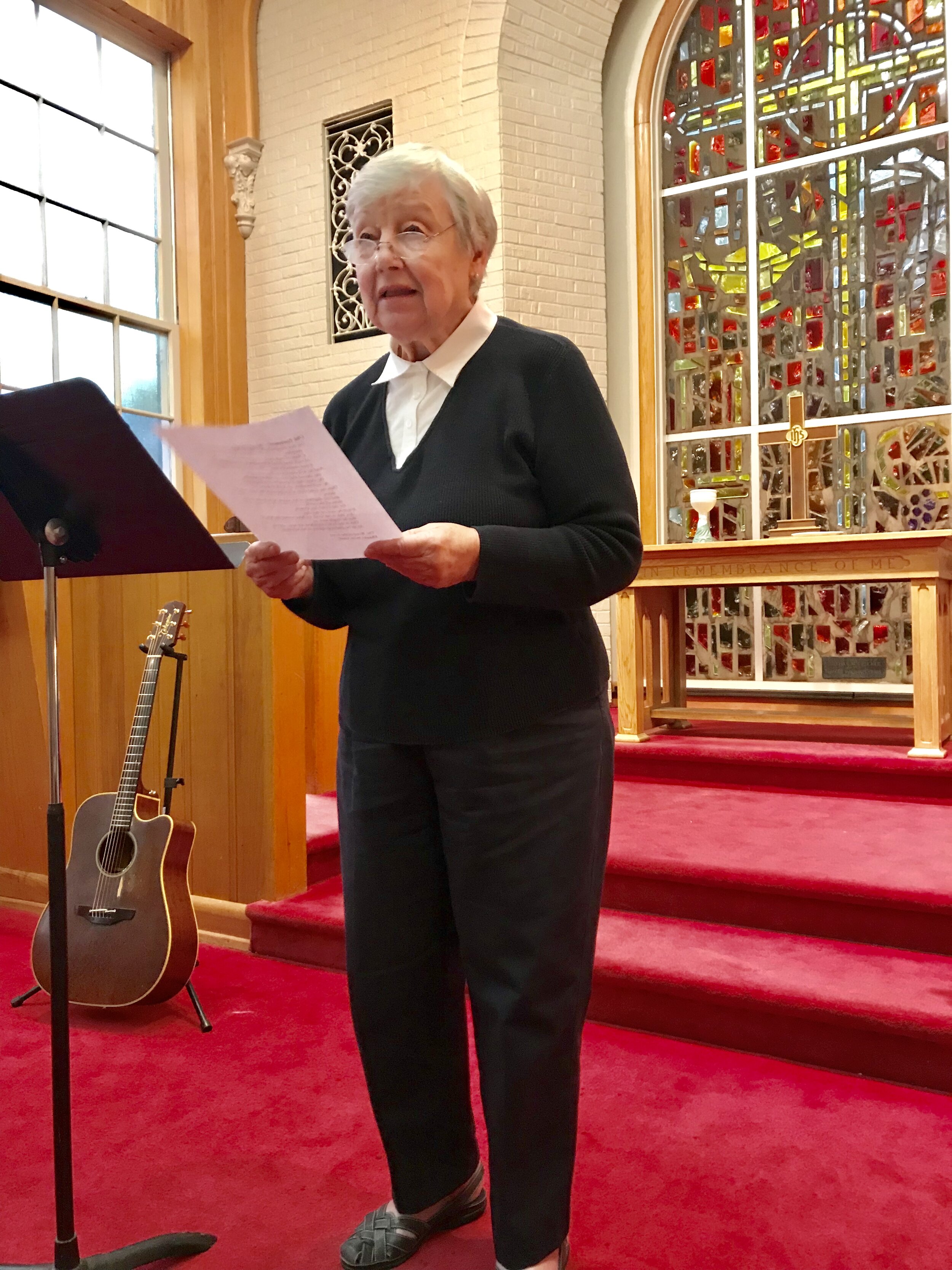  Jan Hughes reading Scripture on All Saints Day. 