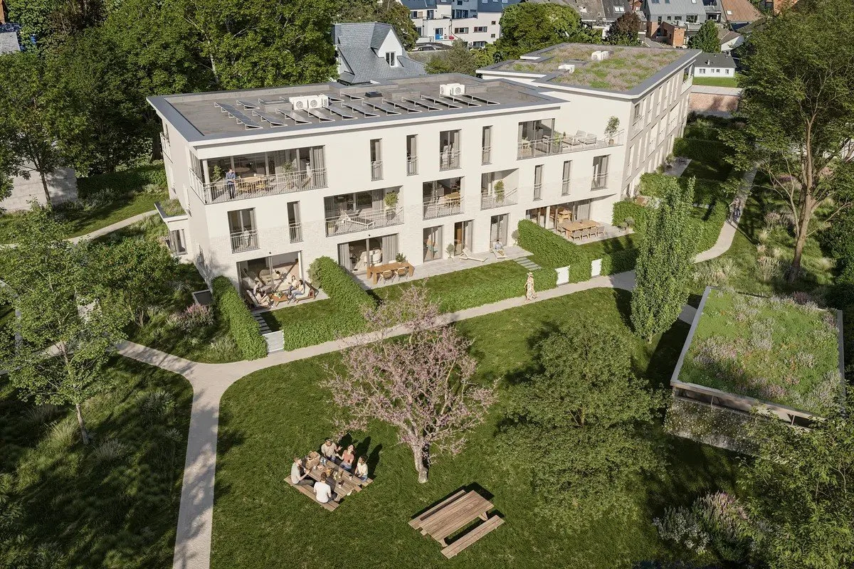 Luchtzicht nieuwbouwproject Remi Vlerickstraat in Zwijnaarde