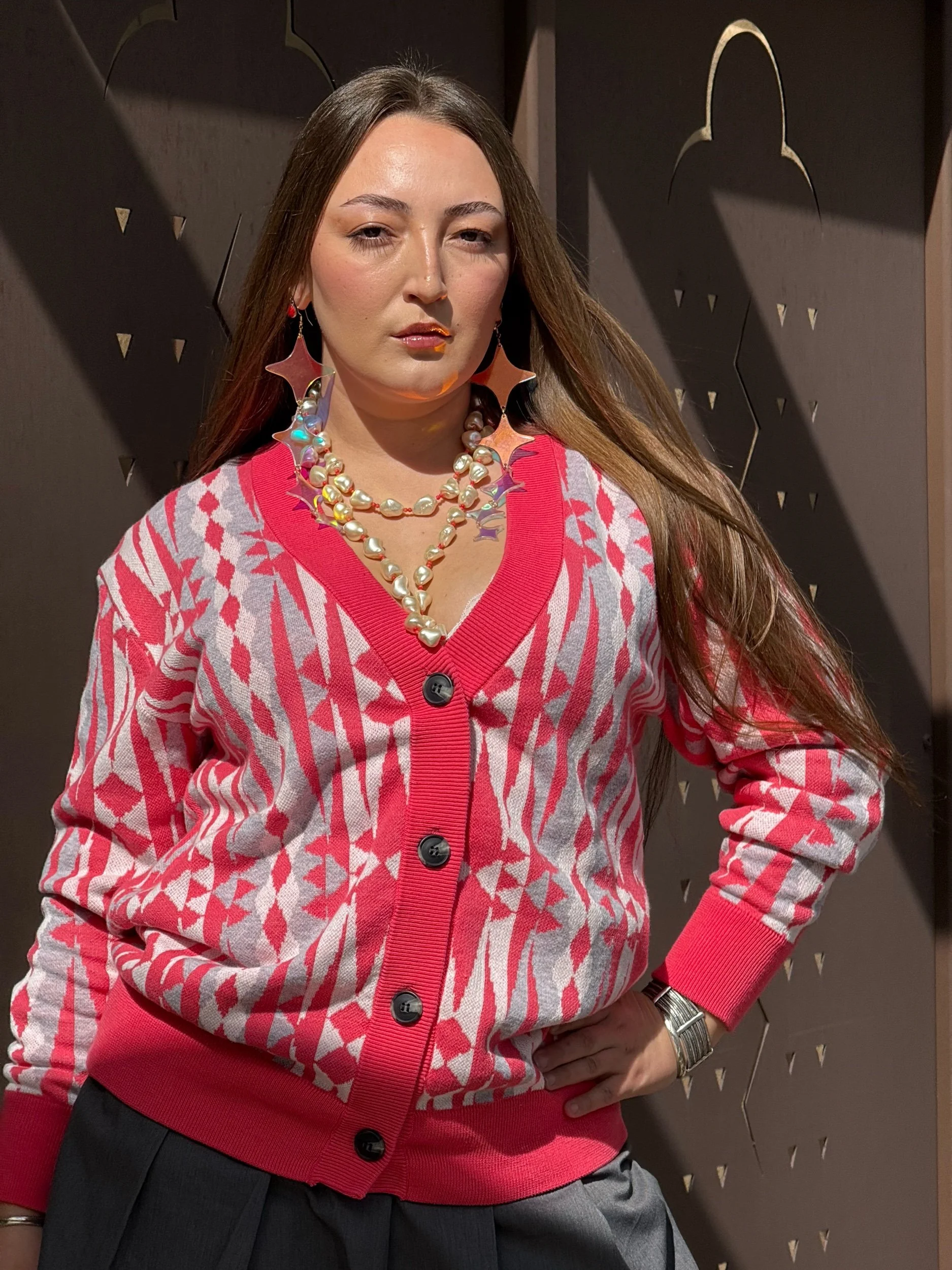 "Spring Cardigan" Pink/Red