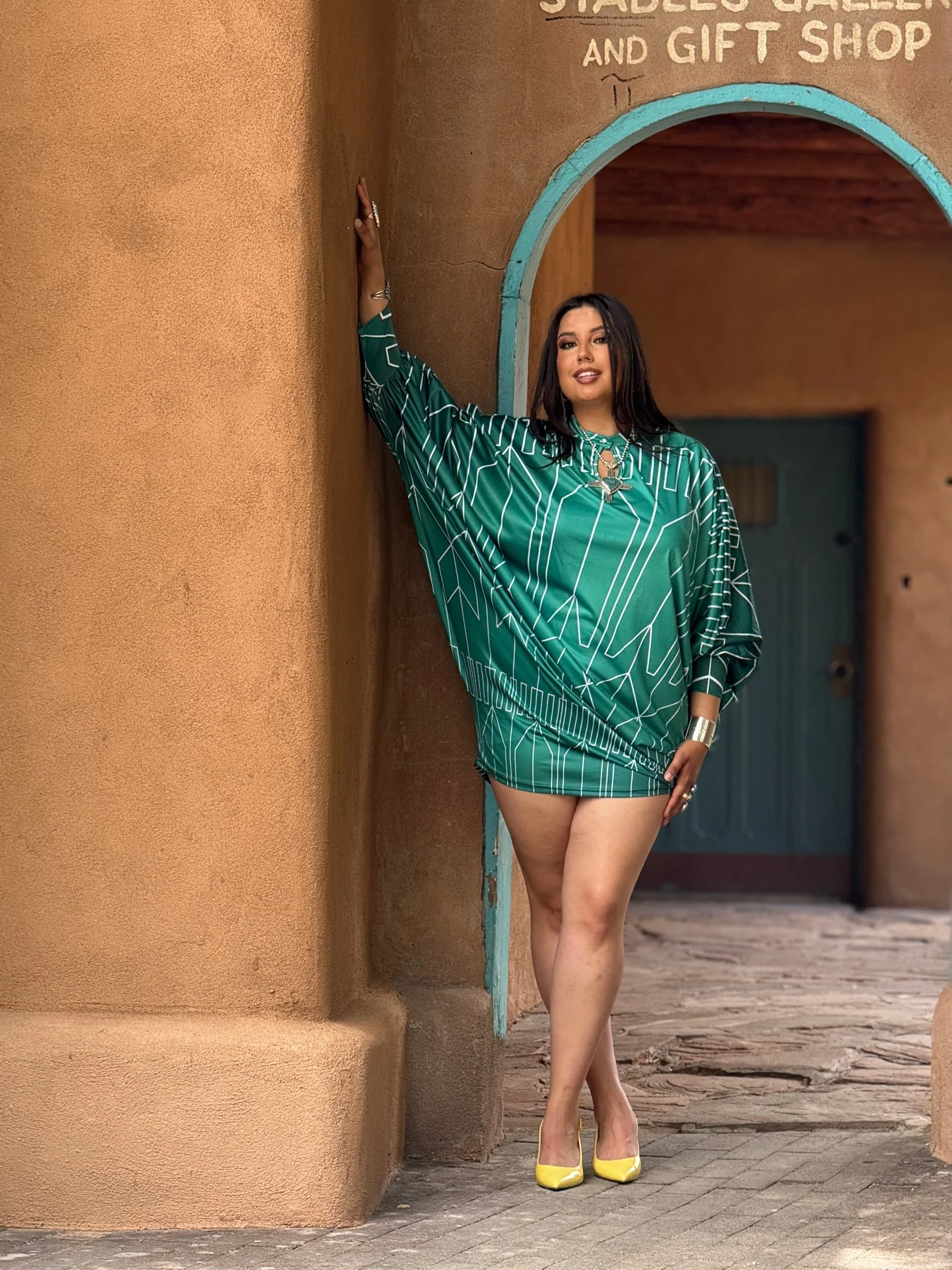 "Disco Batwing Emerald" Midi Dress