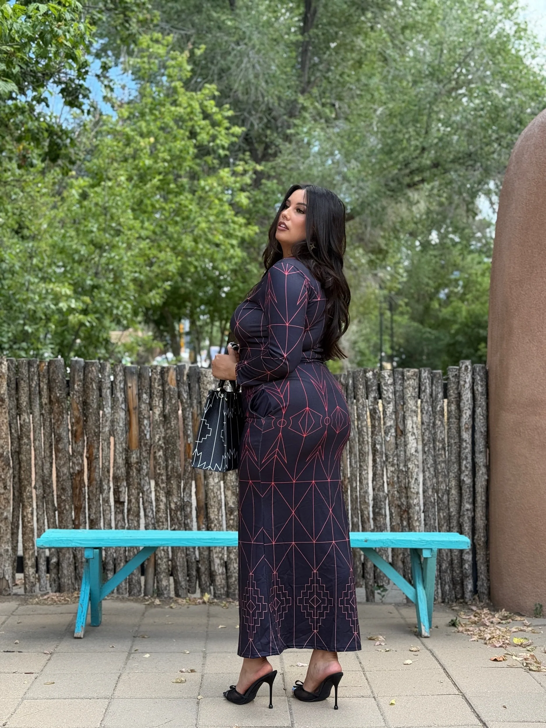 "Onyx Rouge" 2 Piece Long Sleeve Top & Midi Skirt: Mermaid