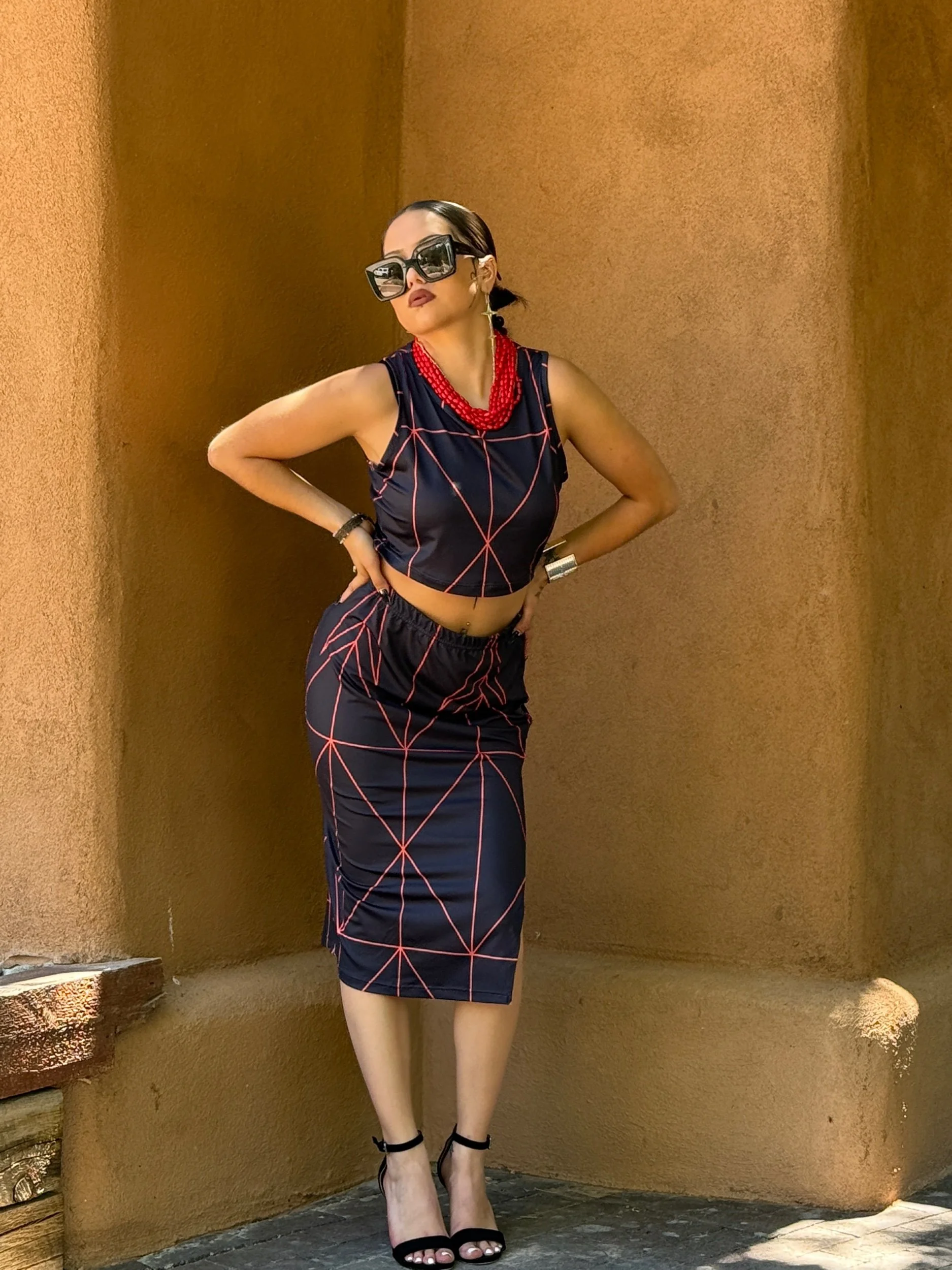 "The Vibe" 2 Piece Crop Top and Split Thigh Skirt Set