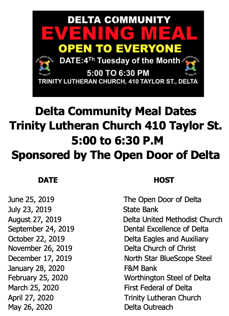 Community Meal Open Door Of Delta