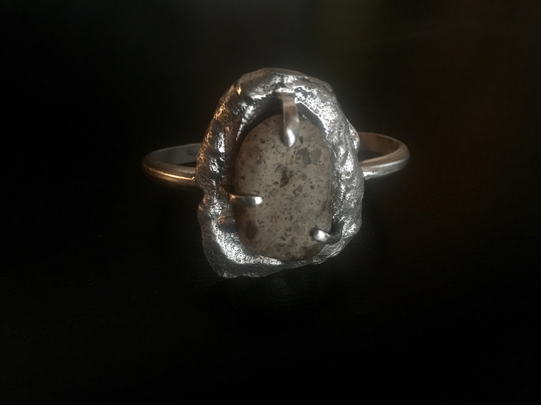 Sterling Silver Tufa Cast and Found Stone Bracelet