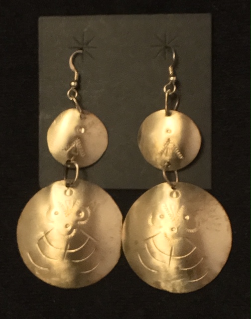 Brass Hand Stamped Circle Earrings