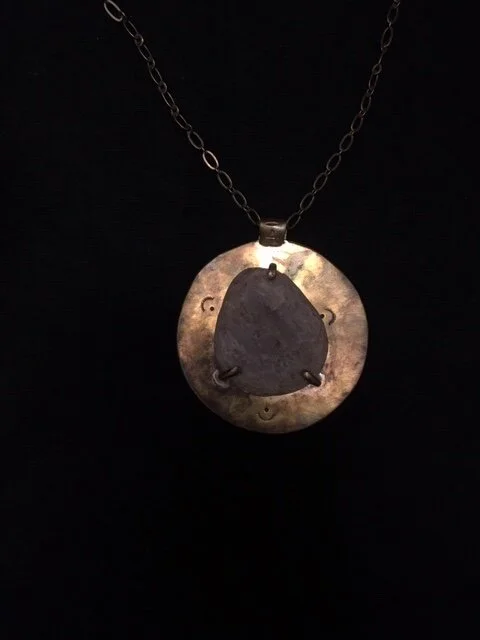 Brass and Found "Moonstone" 3 Claw Pendant