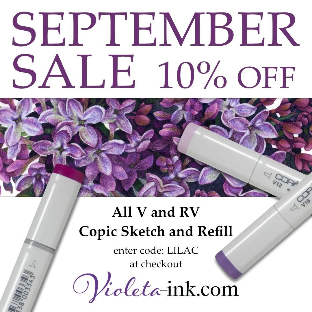 It is time to start working with deep warm copic colors ! Don't miss our September Sale At Violeta-Ink.Com use code LILAC for 10% OFF All V and RV Copic Sketch and Refills. #copic #copicart #copicsketch #copicmarkers